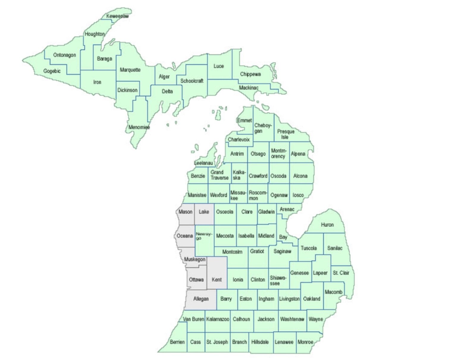 This MDHHS map shows Michigan counties with opioid health homes highlighted in green.
