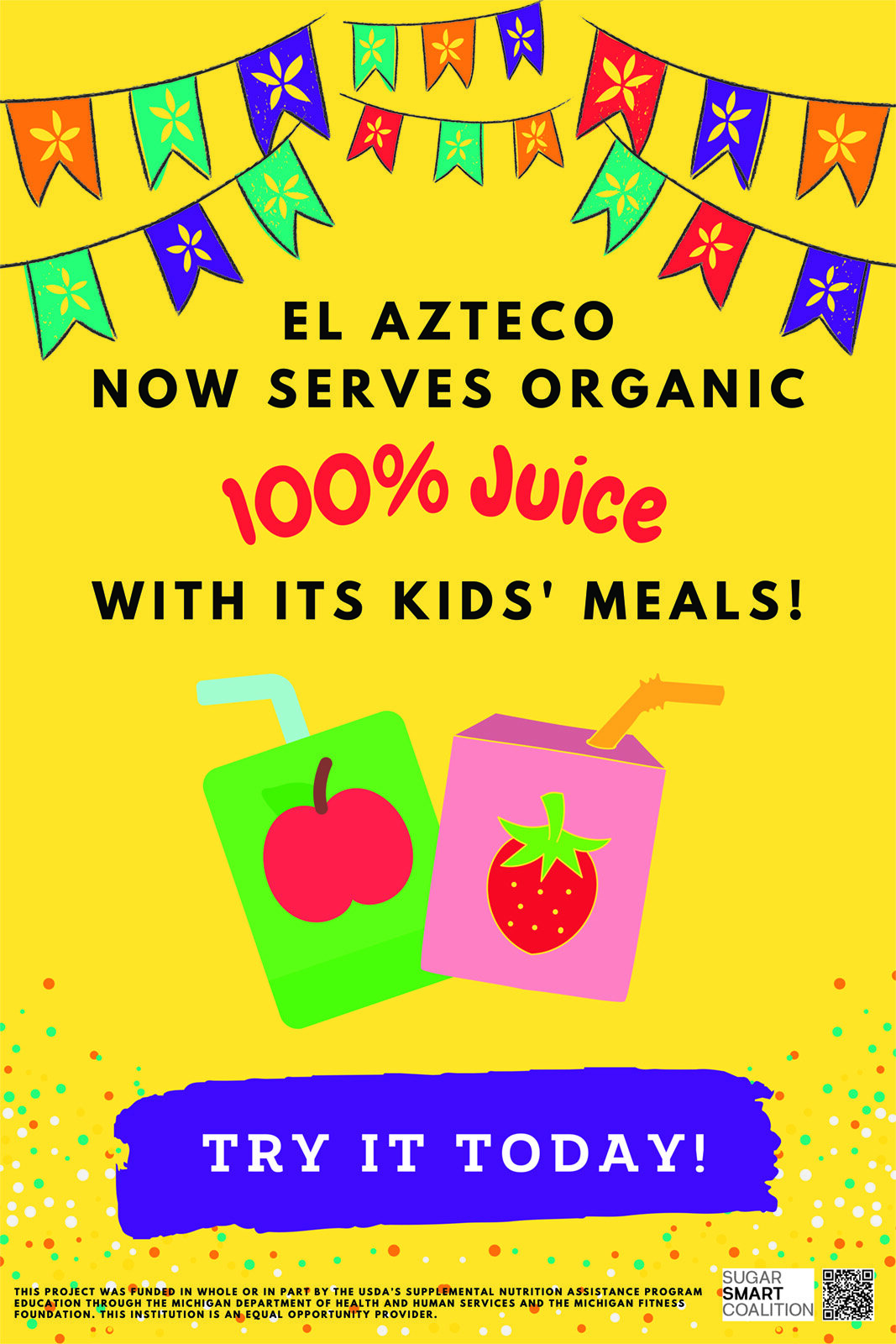 A poster for El Azteco's menu change.