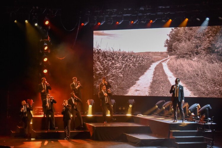 Straight No Chaser performs a Johhny Cash mash-up during their performance in Midland, Michigan on Nov. 30, 2024