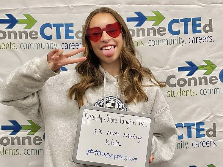 Student displays her thoughts after participating in The Reality Store.