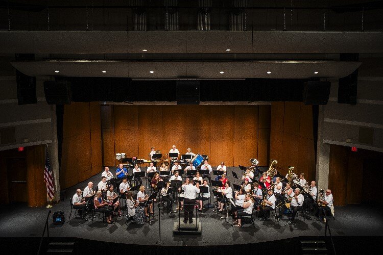 The Chemical City Band performs on July 5 in Central Auditorium in Midland. The performance was moved from the usual location of the Nicholson-Guenther Band Shell in Midland’s Central Park due to weather concerns.