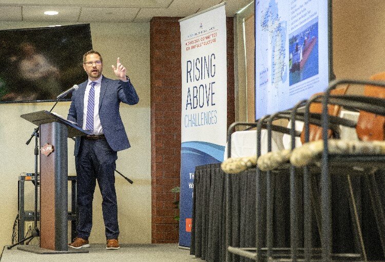 Nick Zager, chief planner, Detroit District Office U.S. Army Corps of Engineers, spoke at the High Water Mark event.