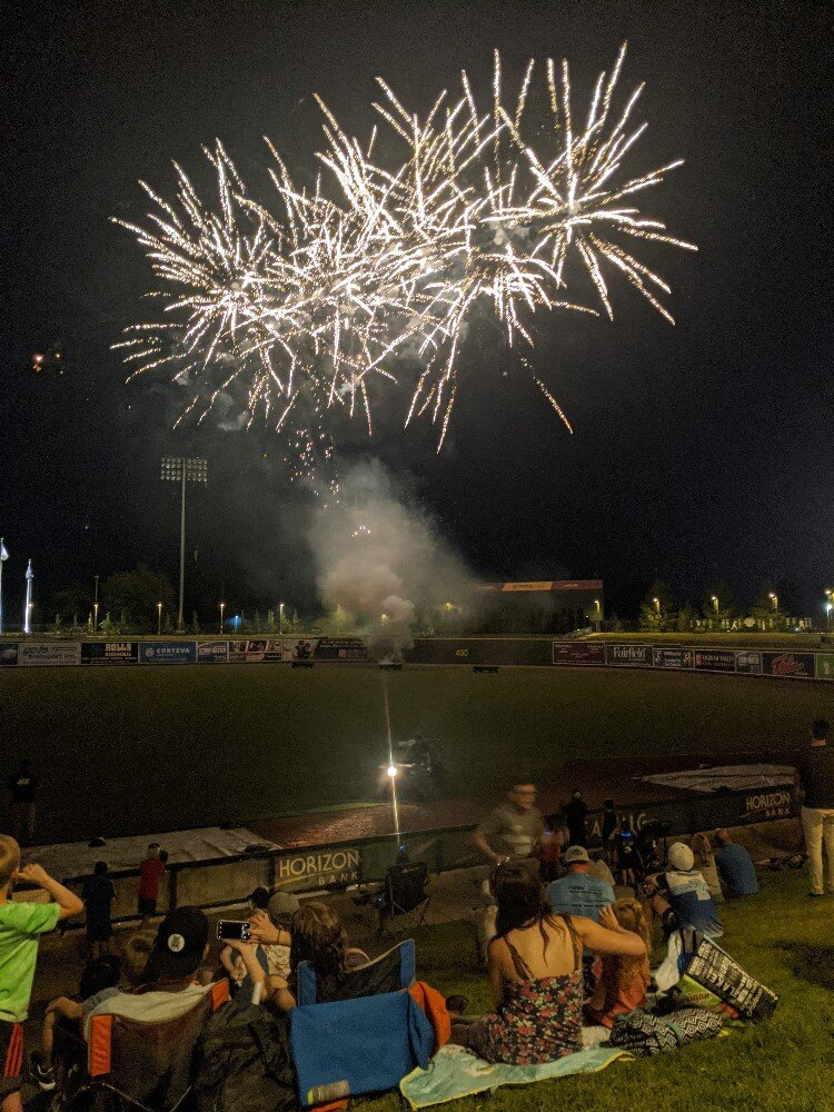 Post-game fireworks are a big draw to Dow Diamond.