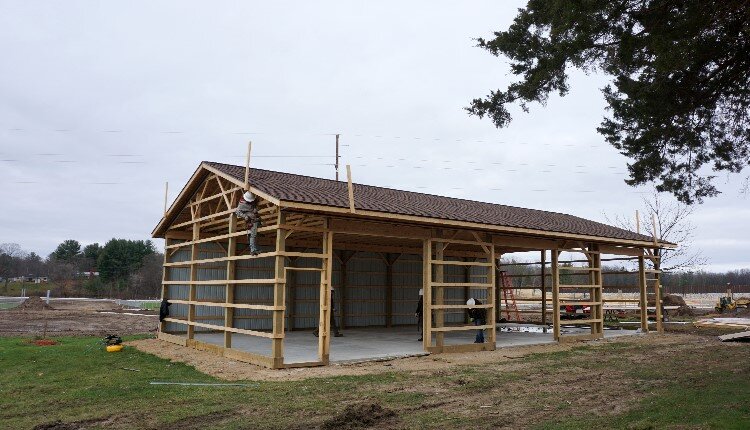 A pole barn for equipment is being added to the Village of Sanford Park.