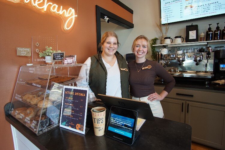 Co-owner Maegan Nowak (left) stands beside Lounge Manager Alix Campbell. Alix has been with Boomerang since October 2021, shortly after the location opened.