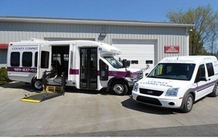 Two vehicles on display from the County Connection fleet