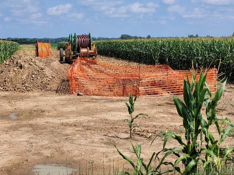 If you can envision the array of turbines kind of like Christmas three lights, they are all connected and they feed back to a substation.