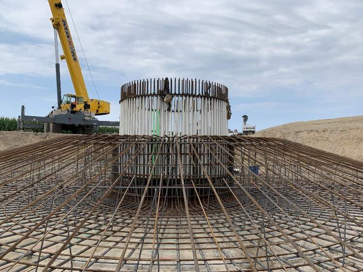Wind turbine base under construction