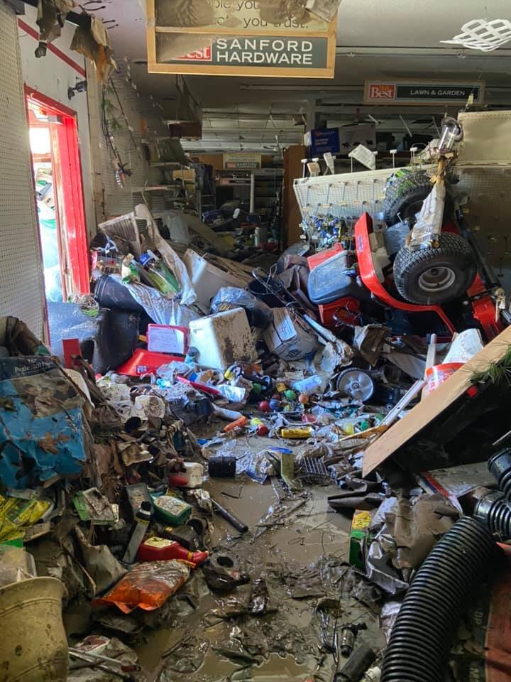 Sanford Hardware after the dam breach.