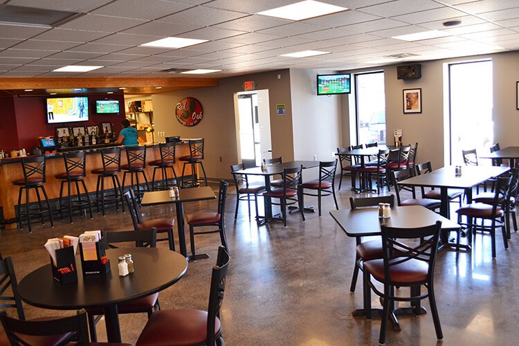 The Red Oak Restaurant interior is fully renovated.