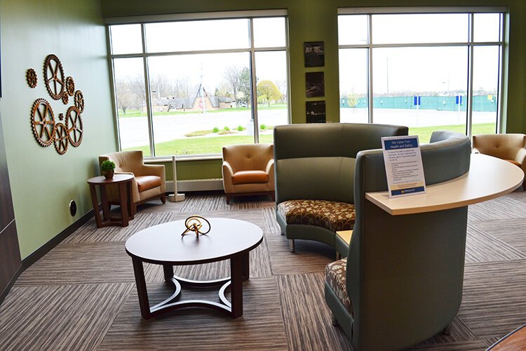 Relaxation zones provide a quiet place for family members to wait during office visits.