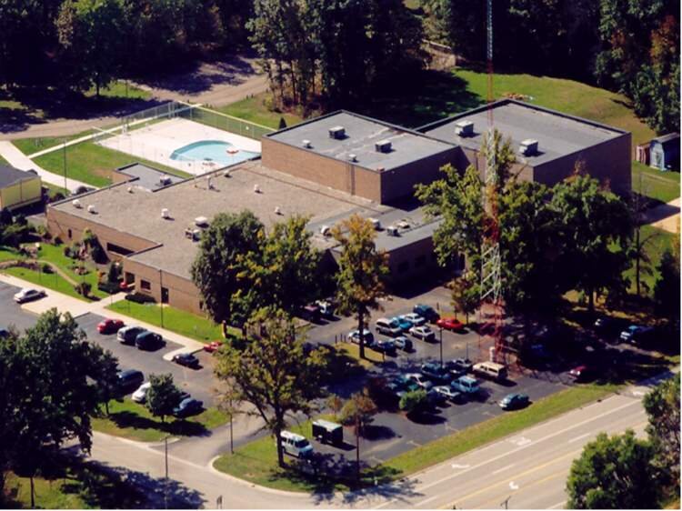 Aerial photo of the West Midland Family Center, located 14 miles west of Midland on M-20.