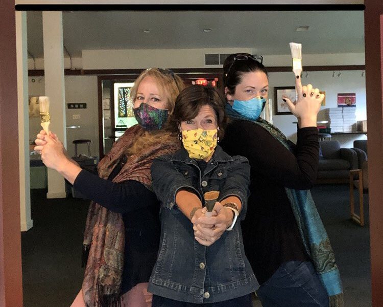 The ‘Creative 360 Angels,’ from left to right: Colleen Reed, program director and curator; Laura Vosejpka, executive director; and Laura Brigham, office manager.