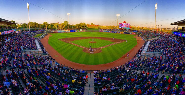 A record crowd of 6,671 people gathered at Dow Diamond on Aug. 23, 2019.