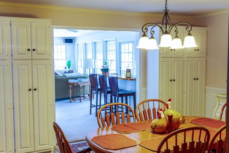 A view of the dining room before the flood damages.