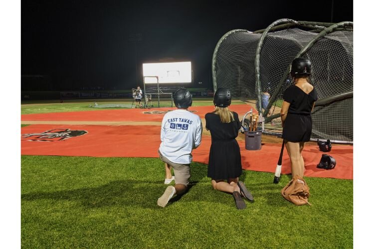 Taking batting practice at Dow Diamond.