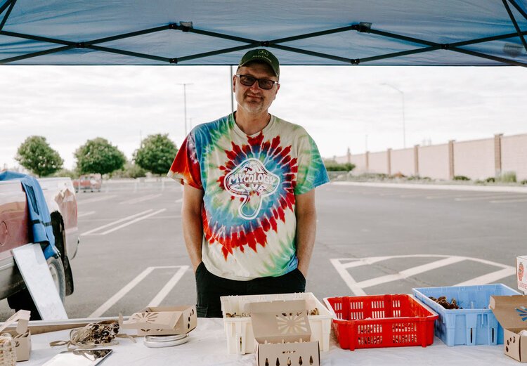 Bill Kehoe of Udder Bliss Farm at the Midland Area Farmers Market.