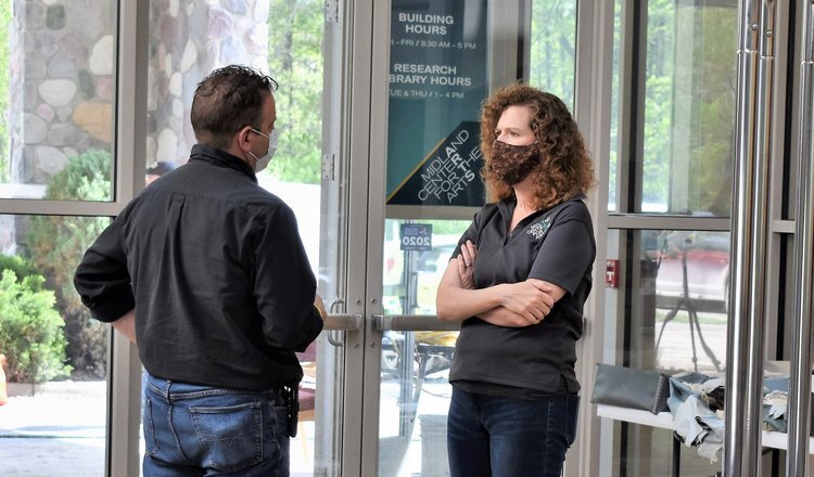 Terri Trotter, President and CEO of Midland Center for the Arts during cleanup efforts. 