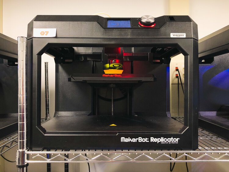 One of the 3D printing machines CMU is using to help supply PPE materials.