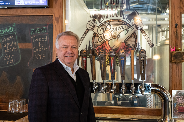 Dave Kepler behind the bar at Midland Brewing Company.