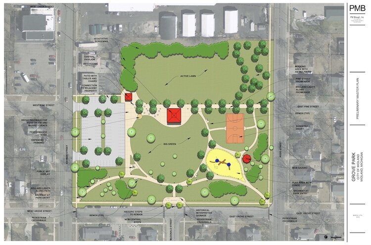 The Grove Park master plan. Construction will start on phase one this April. (PC: City of Midland)