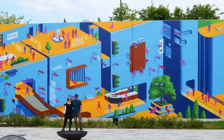 The duo’s vibrant work at Google in Ann Arbor.