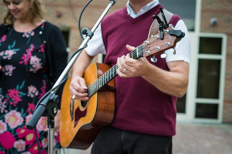 Live music playing for guests in the courtyard of The H Hotel.