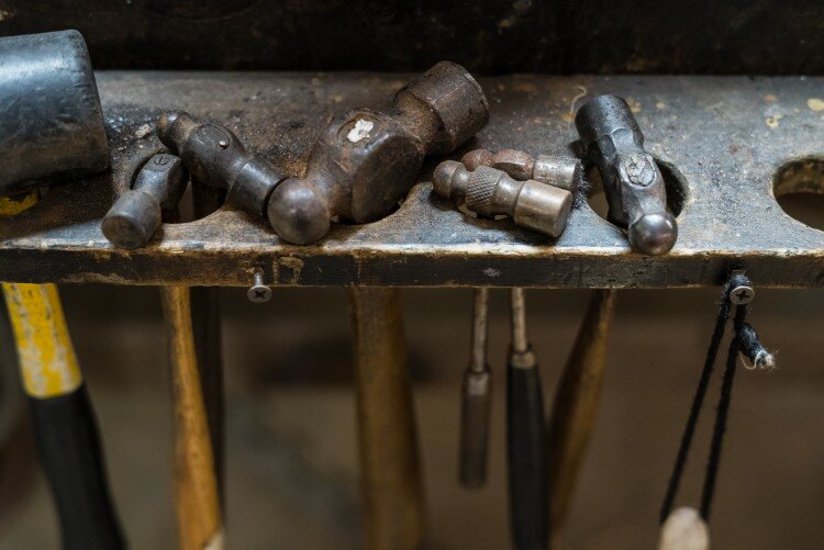 Tools inside Ardis' studio in Midland.