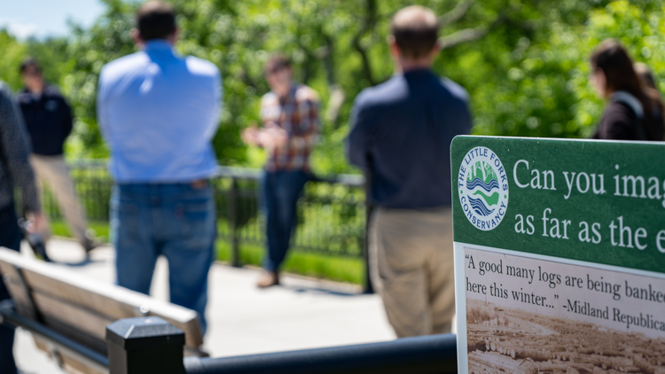 The ORAC group learning about conservation efforts at Little Forks Conservancy's Averill Preserve.
