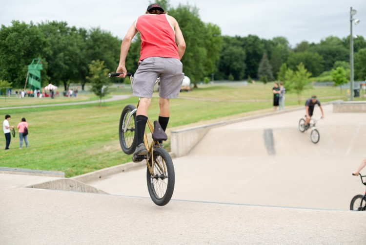 A teen rides at Trilogy Skate Park in Downtown Midland.