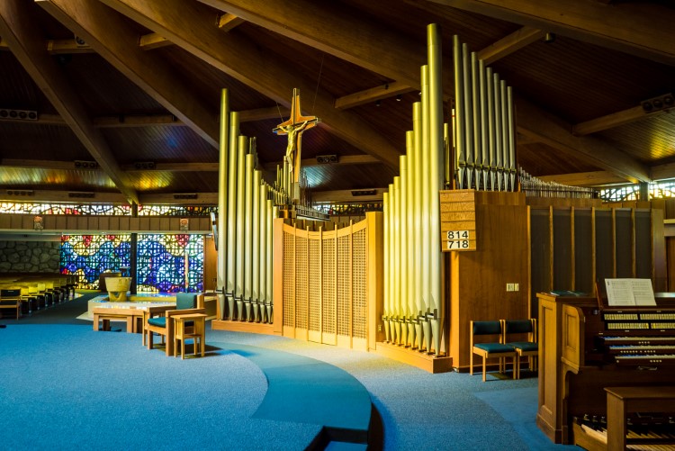 The organ has 33 ranks of pipe of different sizes.