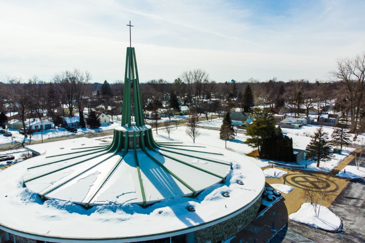 Blessed Sacrament is easily spotted for its 97-foot high steeple.
