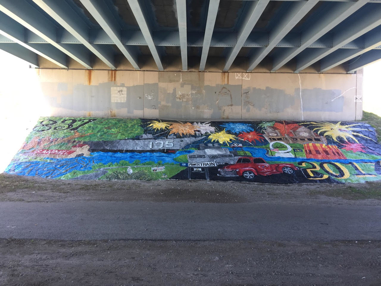 One of the murals under the Veterans Memorial Bridge in Bay City.