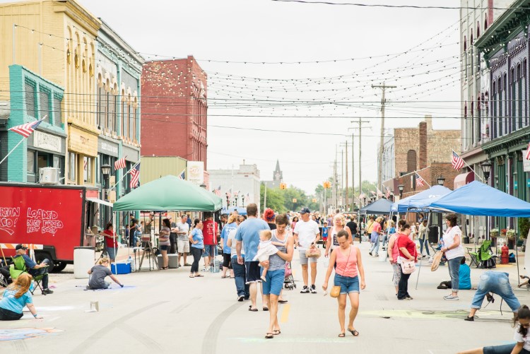 Visitors enjoy the Bay City Chalk Art Festival in summer 2018.