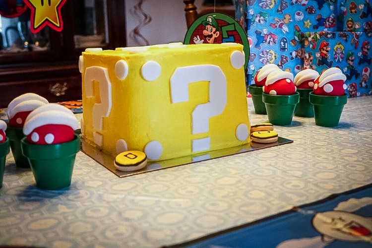 A Mario Brothers themed cake, one of Schooley's baking creations.