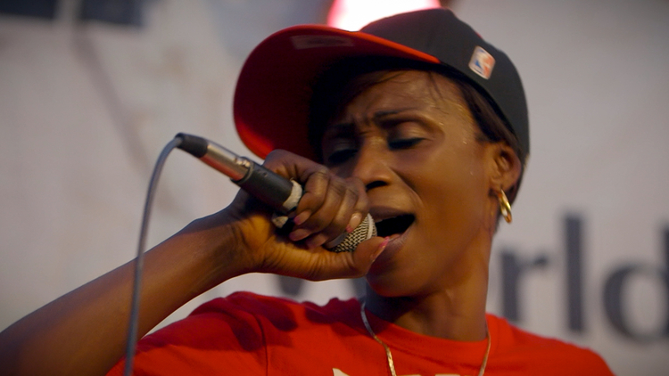 Senegalese hip-hop star Sister Fa performs in the Vélingara region of Senegal in the documentary Little Stones.