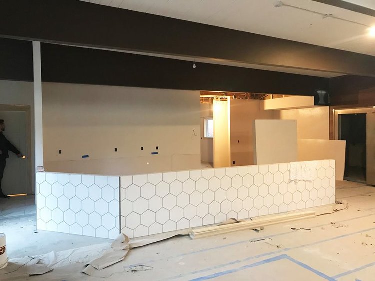 Progress on tile work from October 2018.