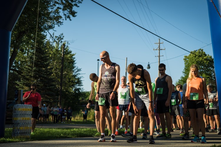 Runners waiting for the start of a race in Midland.