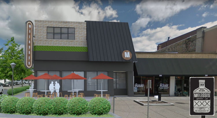 A rendering of the outside of Molasses in Downtown Midland.