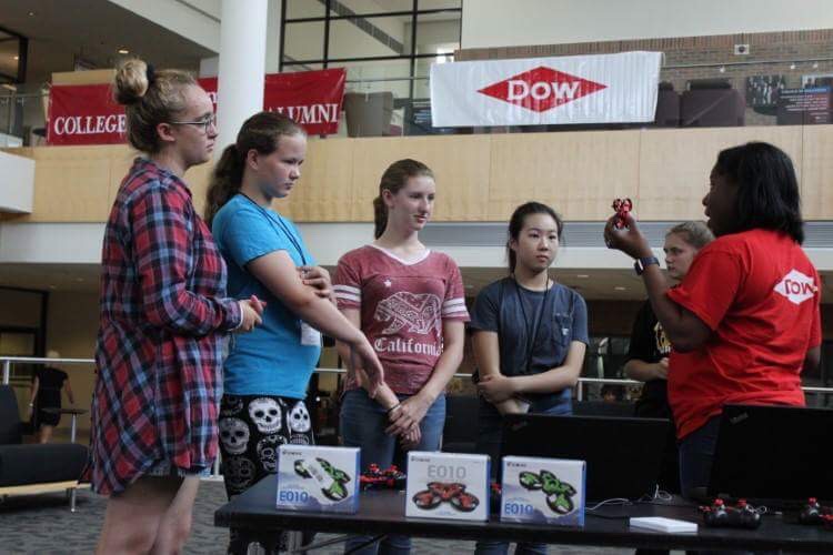 Camp Infinity learns to about and gets to fly mini drones at SVSU.