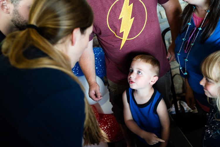 Local kids talk with athletes at the event at Dow Diamond in Midland 