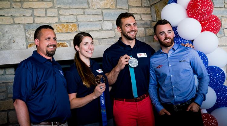 Ryan Ellis from Dow with Hamlin, Mazdzer and Dillon 