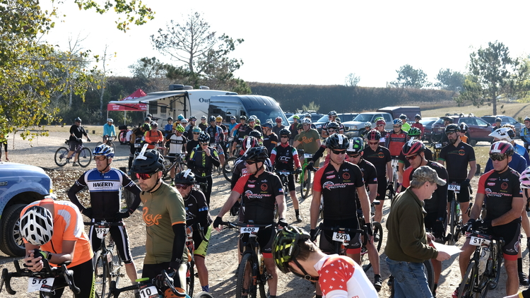 Riders prepare for Clarabella Groad, a bike race in Isabella County