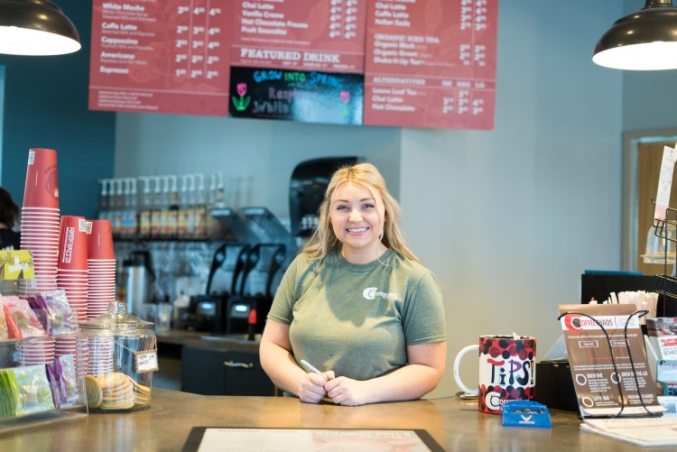 Ashlin Rich, barista at Coffee Chaos in Midland loves her dog customers