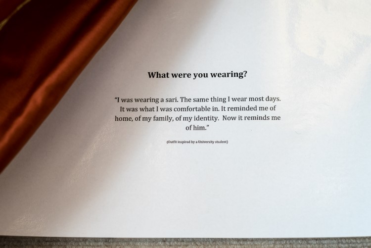 Descriptions from survivors about their experiences lined the room