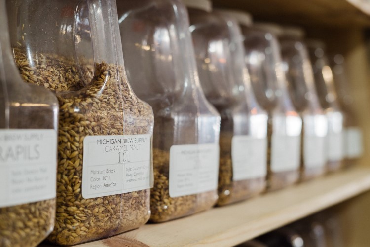 Different grains at Michigan Brew Supply
