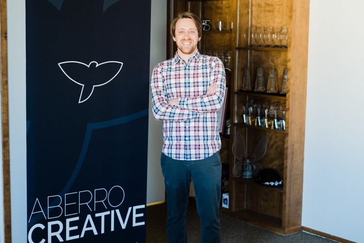 Dustin Neumeyer of Aberro Creative in the company's new space