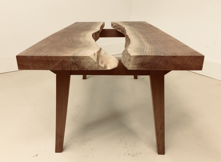 A live edge table in progress from Hescott Design, the top will be finished with glass inlay