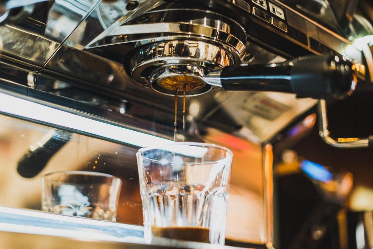 Live Oak's espresso machine creating a beverage during a recent weekday morning.