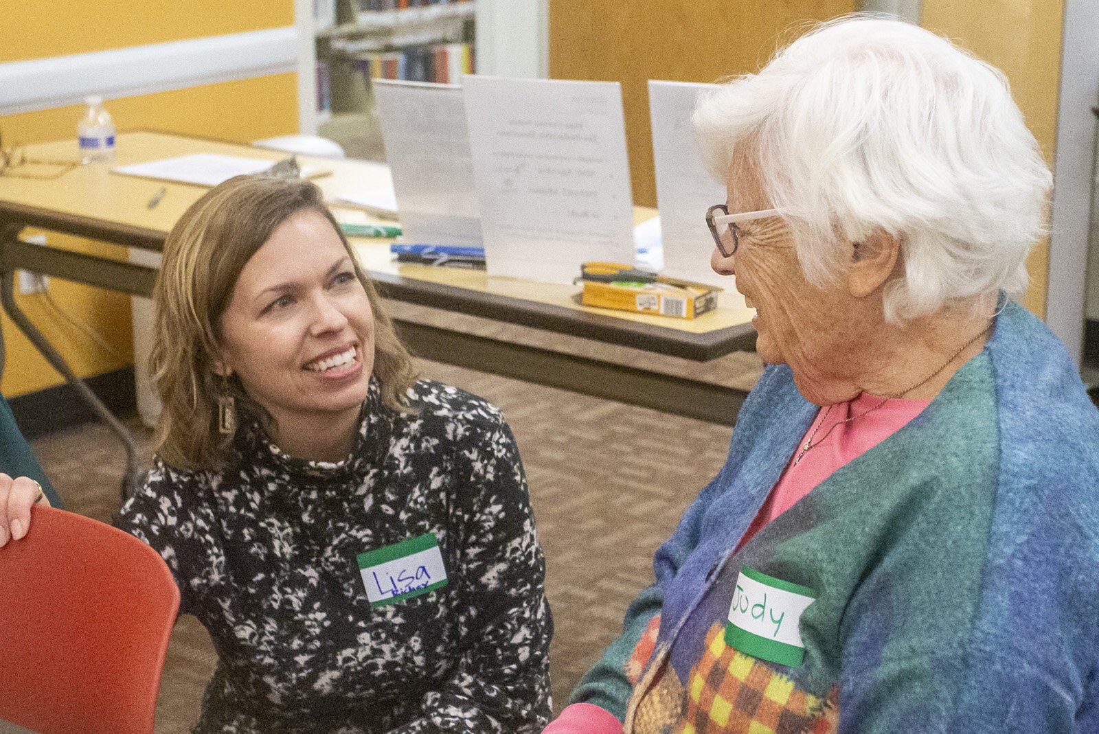 A gathering for Michigan State University's Generations Connect program, which matches MSU undergraduate students with elders in the community, at the East Lansing Public Library.
